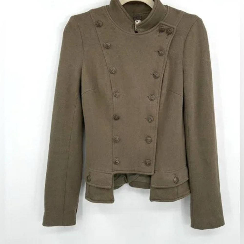 Free People Womens Size 2 Green Majorette Military Jacket